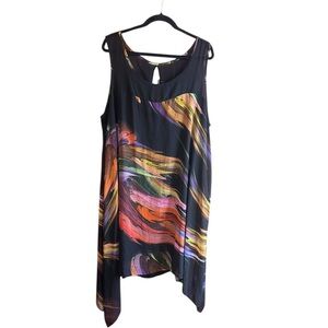 Signature by Robbie Bee black multicolor poly fully lined sharkbite dress Sz 20W